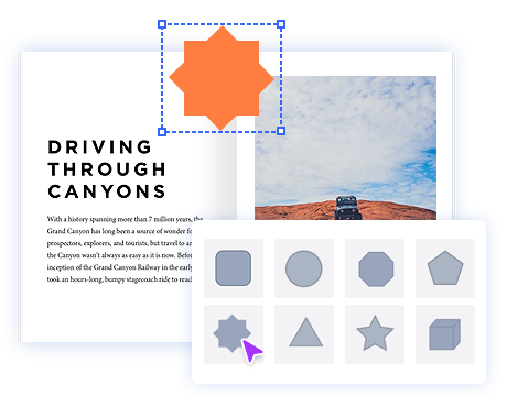 edit flipbook, insert shapes, flip book design, flipbook edit